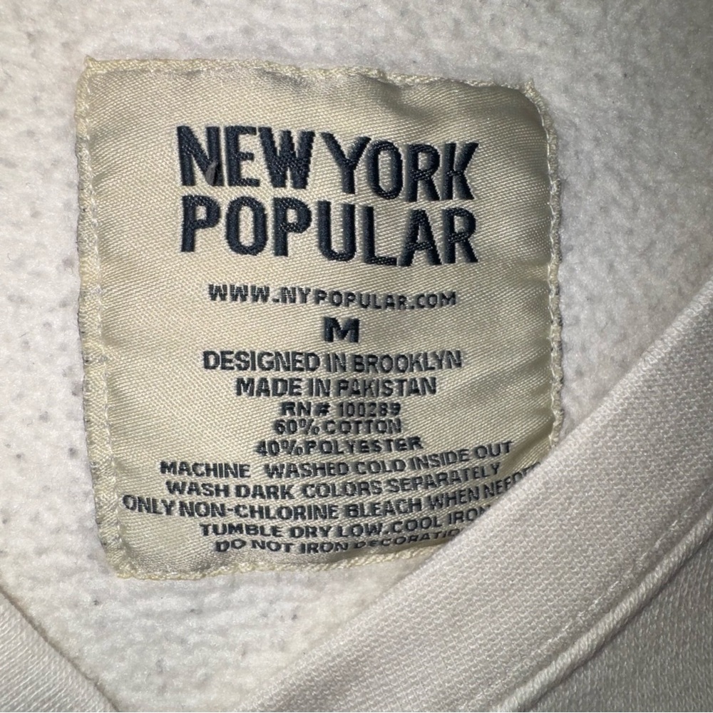 New York Popular NY Crew neck Sweater Women’s Sz M Cotton Polyester Navy & White - Picture 3 of 8